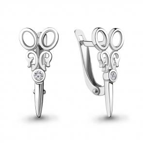 Серебряные серьги AQUAMARINE с фианитом А48655А фото