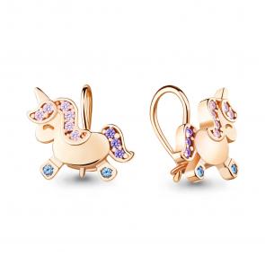 Серьги из золочёного серебра AQUAMARINE с фианитом и шпинелью А48657БВД-п фото