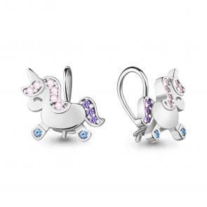 Серебряные серьги AQUAMARINE с фианитом и шпинелью А48657БВД фото