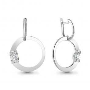 Серебряные серьги AQUAMARINE с фианитом А48668 фото