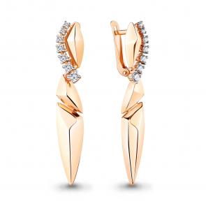 Серьги из золочёного серебра AQUAMARINE с фианитом А48731А-п фото