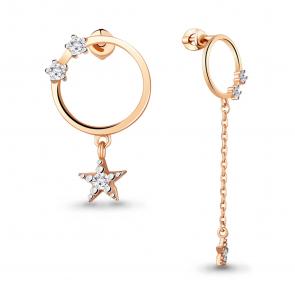 Серьги из золочёного серебра AQUAMARINE с фианитом А48751А-пк фото