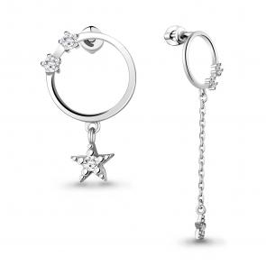 Серебряные серьги AQUAMARINE с фианитом А48751А фото