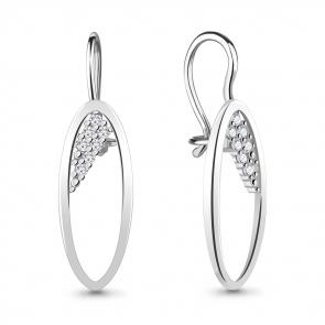 Серебряные серьги AQUAMARINE с фианитом А48760А фото