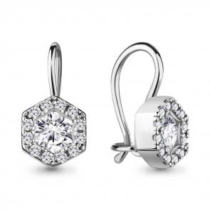 Серебряные серьги AQUAMARINE с фианитом А48775А фото