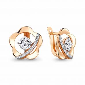 Серьги из золочёного серебра AQUAMARINE с фианитом А48778А-п фото