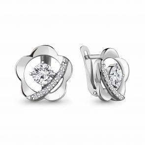 Серебряные серьги AQUAMARINE с фианитом А48778А фото