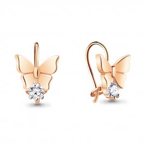 Серьги из золочёного серебра AQUAMARINE с фианитом А48780А-п фото