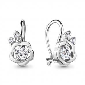 Серебряные серьги AQUAMARINE с фианитом А48781А фото