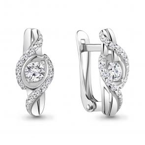 Серебряные серьги AQUAMARINE с фианитом А48791А фото