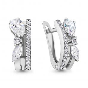 Серебряные серьги AQUAMARINE с фианитом А48795А фото