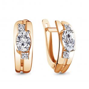 Серьги из золочёного серебра AQUAMARINE с фианитом А48798А-п фото