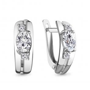Серебряные серьги AQUAMARINE с фианитом А48798А фото