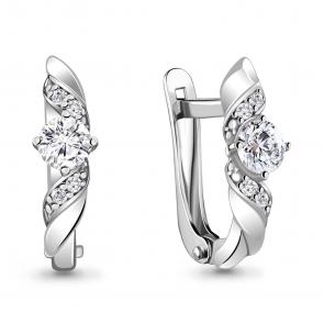 Серебряные серьги AQUAMARINE с фианитом А48807А фото