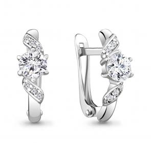 Серебряные серьги AQUAMARINE с фианитом А48808А фото