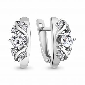 Серебряные серьги AQUAMARINE с фианитом А48809А фото