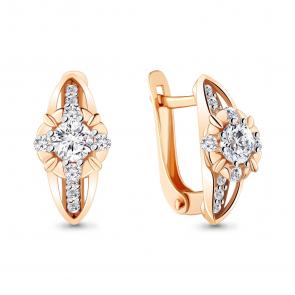 Серьги из золочёного серебра AQUAMARINE с фианитом А48817А-п фото