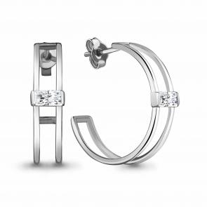 Серебряные серьги AQUAMARINE с фианитом А48833 фото