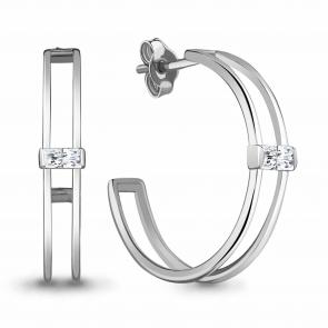 Серебряные серьги AQUAMARINE с фианитом А48834 фото