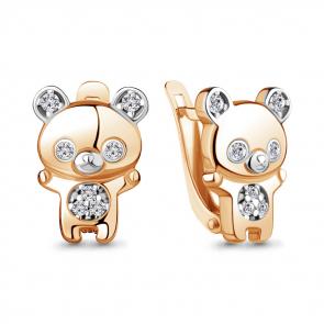 Серьги из золочёного серебра AQUAMARINE с фианитом А48870А-пк фото