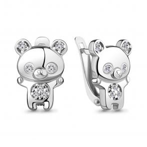 Серебряные серьги AQUAMARINE с фианитом А48870А фото