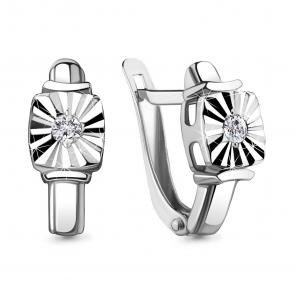 Серебряные серьги AQUAMARINE с фианитом А48884 фото