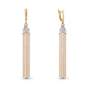 Серьги из золочёного серебра AQUAMARINE с фианитом А48887А-п фото