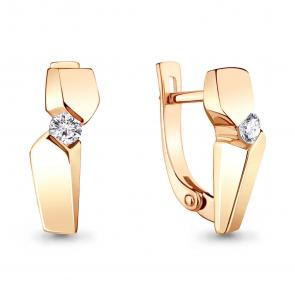 Серьги из золочёного серебра AQUAMARINE с фианитом А48901А-п фото