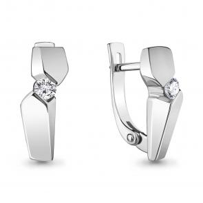 Серебряные серьги AQUAMARINE с фианитом А48901А фото