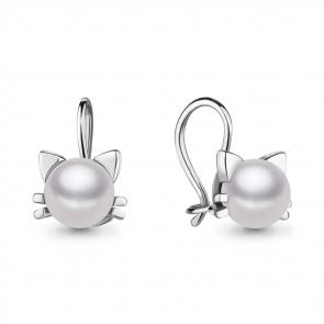 Серебряные серьги AQUAMARINE с жемчугом А48911 фото