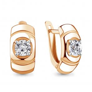 Серьги из золочёного серебра AQUAMARINE с фианитом А48916-п фото
