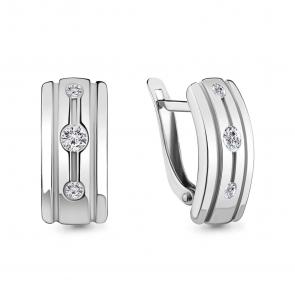 Серебряные серьги AQUAMARINE с фианитом А48917А фото