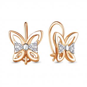 Серьги из золочёного серебра AQUAMARINE с фианитом А48920А-пк фото