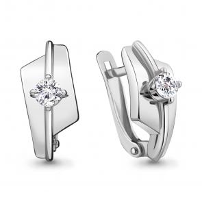 Серебряные серьги AQUAMARINE с фианитом А48976А фото