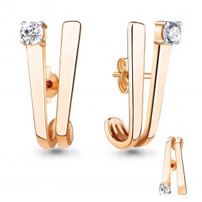 Серьги из золочёного серебра AQUAMARINE с фианитом А48977А-п фото