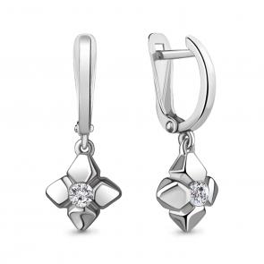 Серебряные серьги AQUAMARINE с фианитом А48980 фото