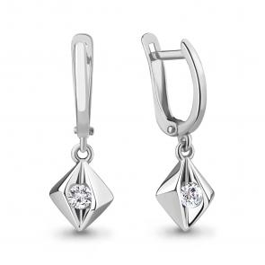 Серебряные серьги AQUAMARINE с фианитом А48981 фото