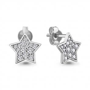 Серебряные серьги AQUAMARINE с фианитом А490000 фото