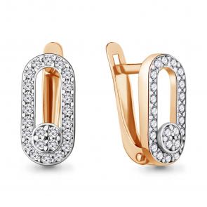 Серьги из золочёного серебра AQUAMARINE с фианитом А49007А-пк фото