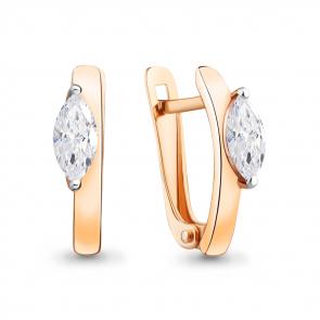 Серьги из золочёного серебра AQUAMARINE с фианитом А49083-п фото
