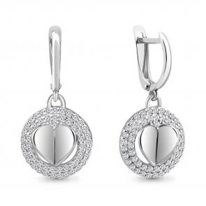 Серебряные серьги AQUAMARINE с фианитом А49106А фото