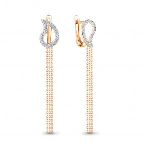 Серьги из золочёного серебра AQUAMARINE с фианитом А49113А-пк фото