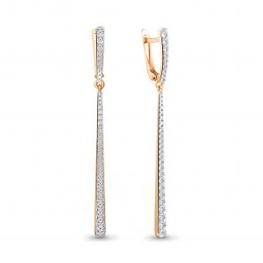 Серьги из золочёного серебра AQUAMARINE с фианитом А49130А-п фото