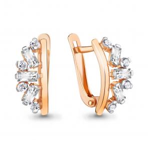 Серьги из золочёного серебра AQUAMARINE с фианитом А49136А-п фото