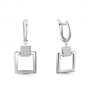 Серебряные серьги AQUAMARINE с фианитом А49148А фото