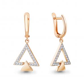 Серьги из золочёного серебра AQUAMARINE с фианитом А49151А-п фото