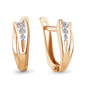 Серьги из золочёного серебра AQUAMARINE с фианитом А49177А-п фото