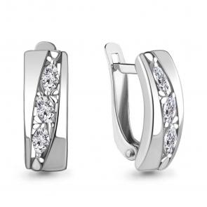 Серебряные серьги AQUAMARINE с фианитом А49220 фото