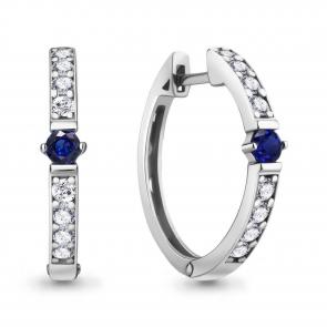 Серебряные серьги AQUAMARINE с фианитом и гидротермальным сапфиром А49245АБ фото