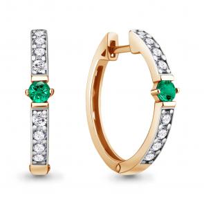 Серьги из золочёного серебра AQUAMARINE с фианитом и гидротермальным изумрудом А49245АГ-п фото